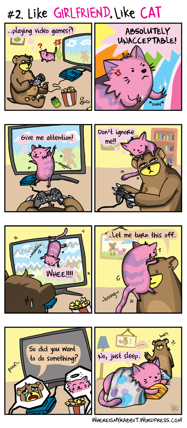 One of the 24 similarities between girls and cats.